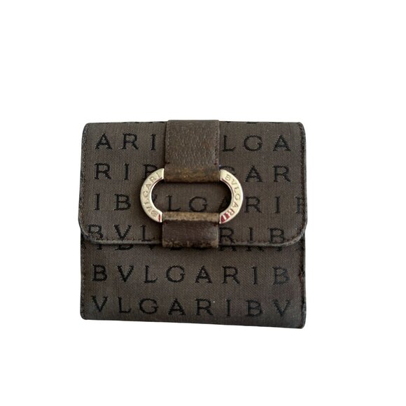 BULGARI Vintage Fabric Leather Logo Snap Wallet - Picture 4 of 11